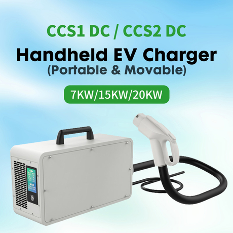 7kW 16kW 20kW Portable DC EV Charger CCS1 CCS2 Handheld DC Fast Charging Box, IP43 Outdoor Portable Electric Vehicle Charger