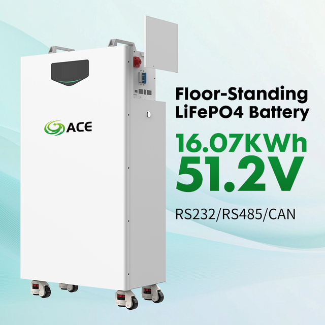 Bater&iacute;a LiFePO4 de suelo con almacenamiento de energ&iacute;a dom&eacute;stico de ruedas 51,2V 14.336kWh IP65