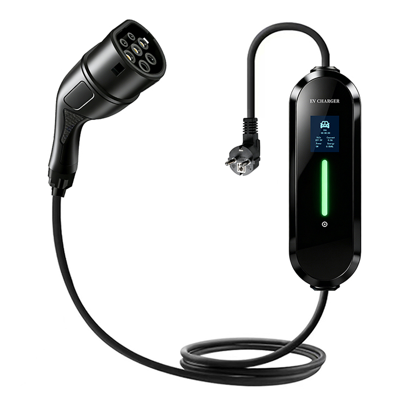 Pistola de carga para veh&iacute;culos el&eacute;ctricos de CA tipo 2 de 3,5 kW y 7 kW | Conector de cargador EV est&aacute;ndar de la UE con pantalla LCD de 1,8 pulgadas, resistente al agua IP65