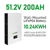 51.2V Wall Mount LiFePO4 Battery 5.12kWh/10.24kWh >6000 Cycles 10 Units Parallel Home Solar Storage