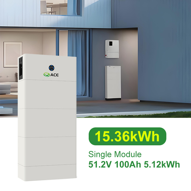 Sistema de bater&iacute;a apilable LiFePO4, 3 m&oacute;dulos apilados a 153,6 V 15,36 kWh Almacenamiento de energ&iacute;a solar residencial de m&oacute;dulo &uacute;nico 51,2 V 100 Ah 5,12 kWh