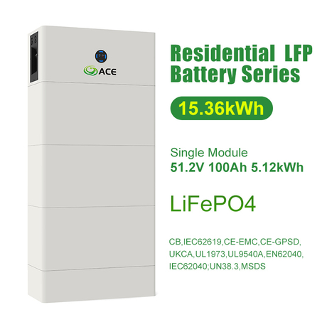 Stackable LiFePO4 Battery System, 3 Modules Stack to 153.6V 15.36kWh Single Module 51.2V 100Ah 5.12kWh Residential Solar Energy Storage