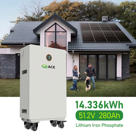 ACE All-Weather Mobile 51.2V 14.336kWh 280Ah LiFePO4 Battery Low Maintenance Off-Grid Solar Power Storage Bluetooth Smart