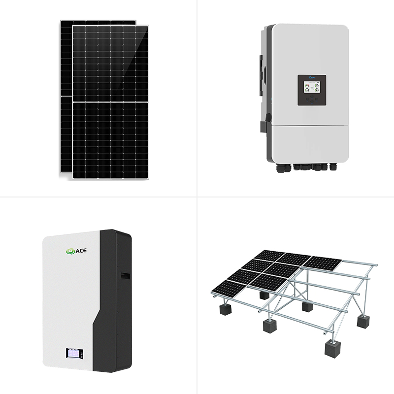 3kW-10kW Hybrid Solar System Kit Grid Tied Solar Power System With Battery Backup For Home Emergency Power Supply