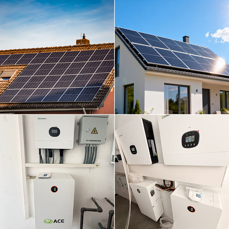 3kW-10kW Hybrid Solar System Kit Grid Tied Solar Power System With Battery Backup For Home Emergency Power Supply