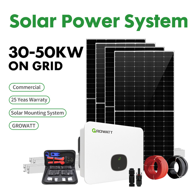 Komersyal na 30kW 50kW On-Grid Solar System Tier 1 PV Panels 3 Phase Grid Tied Power Plant High Efficiency Industrial Solar Kit