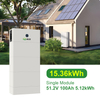Stackable LiFePO4 Battery System, 3 Modules Stack to 153.6V 15.36kWh Single Module 51.2V 100Ah 5.12kWh Residential Solar Energy Storage